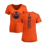 NHL Women Adidas Edmonton Oilers #29 Leon Draisaitl Orange One Color Backer Slim Fit V-Neck T-Shirt