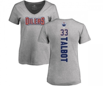 NHL Women Adidas Edmonton Oilers #33 Cam Talbot Ash Backer T-Shirt