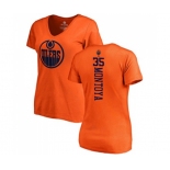 NHL Women Adidas Edmonton Oilers #35 Al Montoya Orange One Color Backer Slim Fit V-Neck T-Shirt