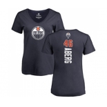 NHL Women Adidas Edmonton Oilers #46 Pontus Aberg Navy Blue Backer Slim Fit V-Neck T-Shirt