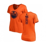 NHL Women Adidas Edmonton Oilers #46 Pontus Aberg Orange One Color Backer Slim Fit V-Neck T-Shirt