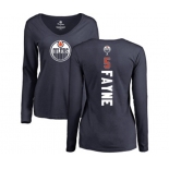 NHL Women Adidas Edmonton Oilers #5 Mark Fayne Navy Blue Backer Slim Fit Long Sleeve T-Shirt