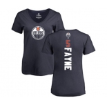 NHL Women Adidas Edmonton Oilers #5 Mark Fayne Navy Blue Backer Slim Fit V-Neck T-Shirt