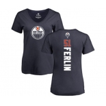 NHL Women Adidas Edmonton Oilers #51 Brian Ferlin Navy Blue Backer Slim Fit V-Neck T-Shirt