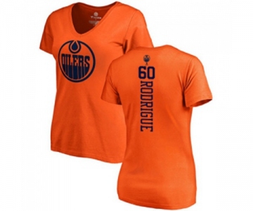 NHL Women Adidas Edmonton Oilers #60 Olivier Rodrigue Orange One Color Backer Slim Fit V-Neck T-Shirt