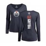 NHL Women Adidas Edmonton Oilers #62 Eric Gryba Navy Blue Backer Slim Fit Long Sleeve T-Shirt