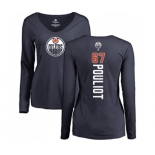 NHL Women Adidas Edmonton Oilers #67 Benoit Pouliot Navy Blue Backer Slim Fit Long Sleeve T-Shirt