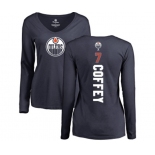 NHL Women Adidas Edmonton Oilers #7 Paul Coffey Navy Blue Backer Slim Fit Long Sleeve T-Shirt