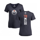 NHL Women Adidas Edmonton Oilers #70 Ryan McLeod Navy Blue Backer Slim Fit V-Neck T-Shirt