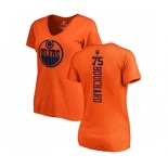 NHL Women Adidas Edmonton Oilers #75 Evan Bouchard Orange One Color Backer Slim Fit V-Neck T-Shirt