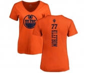 NHL Women Adidas Edmonton Oilers #77 Oscar Klefbom Orange One Color Backer Slim Fit V-Neck T-Shirt