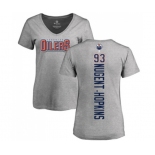 NHL Women Adidas Edmonton Oilers #93 Ryan Nugent-Hopkins Ash Backer T-Shirt