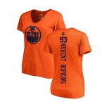 NHL Women Adidas Edmonton Oilers #93 Ryan Nugent-Hopkins Orange One Color Backer Slim Fit V-Neck T-Shirt