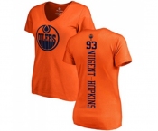 NHL Women Adidas Edmonton Oilers #93 Ryan Nugent-Hopkins Orange One Color Backer Slim Fit V-Neck T-Shirt