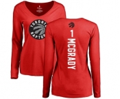 NBA Women's Nike Toronto Raptors #1 Tracy Mcgrady Red Backer Long Sleeve T-Shirt