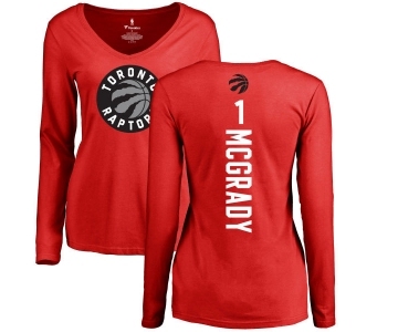 NBA Women's Nike Toronto Raptors #1 Tracy Mcgrady Red Backer Long Sleeve T-Shirt