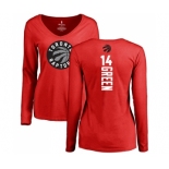 NBA Women's Nike Toronto Raptors #14 Danny Green Red Backer Long Sleeve T-Shirt