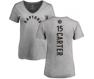 NBA Women's Nike Toronto Raptors #15 Vince Carter Ash Backer T-Shirt