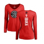 NBA Women's Nike Toronto Raptors #9 Serge Ibaka Red Backer Long Sleeve T-Shirt