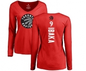 NBA Women's Nike Toronto Raptors #9 Serge Ibaka Red Backer Long Sleeve T-Shirt