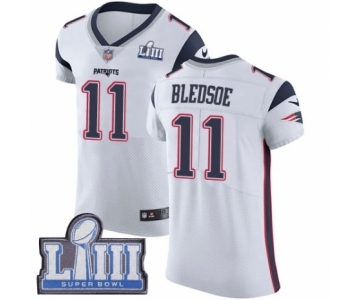 Men's Nike New England Patriots #11 Drew Bledsoe White Vapor Untouchable Elite Player Super Bowl LIII Bound NFL Jersey