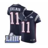 Men's Nike New England Patriots #11 Julian Edelman Navy Blue Team Color Vapor Untouchable Elite Player Super Bowl LIII Bound NFL Jersey