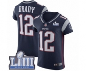 Men's Nike New England Patriots #12 Tom Brady Navy Blue Team Color Vapor Untouchable Elite Player Super Bowl LIII Bound NFL Jersey