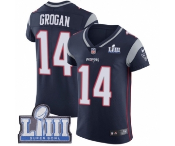 Men's Nike New England Patriots #14 Steve Grogan Navy Blue Team Color Vapor Untouchable Elite Player Super Bowl LIII Bound NFL Jersey