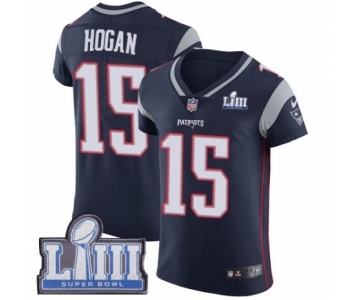 Men's Nike New England Patriots #15 Chris Hogan Navy Blue Team Color Vapor Untouchable Elite Player Super Bowl LIII Bound NFL Jersey