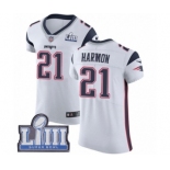 Men's Nike New England Patriots #21 Duron Harmon White Vapor Untouchable Elite Player Super Bowl LIII Bound NFL Jersey