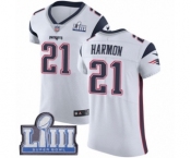 Men's Nike New England Patriots #21 Duron Harmon White Vapor Untouchable Elite Player Super Bowl LIII Bound NFL Jersey