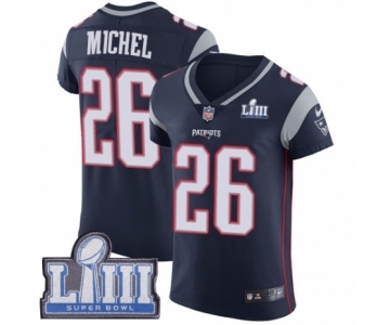 Men's Nike New England Patriots #26 Sony Michel Navy Blue Team Color Vapor Untouchable Elite Player Super Bowl LIII Bound NFL Jersey