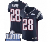 Men's Nike New England Patriots #28 James White Navy Blue Team Color Vapor Untouchable Elite Player Super Bowl LIII Bound NFL Jersey