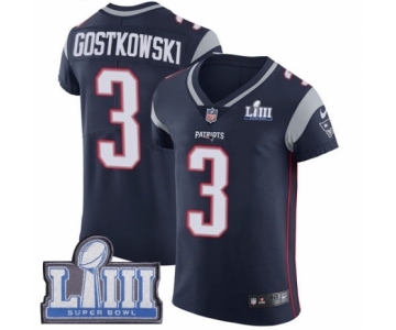 Men's Nike New England Patriots #3 Stephen Gostkowski Navy Blue Team Color Vapor Untouchable Elite Player Super Bowl LIII Bound NFL Jersey