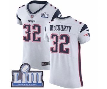 Men's Nike New England Patriots #32 Devin McCourty White Vapor Untouchable Elite Player Super Bowl LIII Bound NFL Jersey