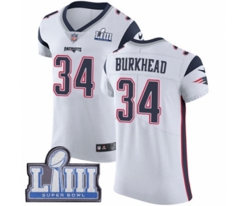 Men's Nike New England Patriots #34 Rex Burkhead White Vapor Untouchable Elite Player Super Bowl LIII Bound NFL Jersey