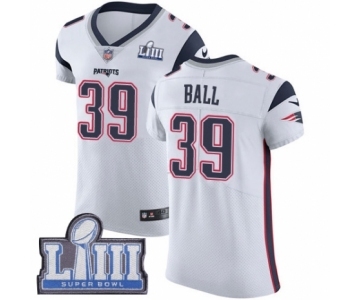 Men's Nike New England Patriots #39 Montee Ball White Vapor Untouchable Elite Player Super Bowl LIII Bound NFL Jersey