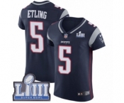 Men's Nike New England Patriots #5 Danny Etling Navy Blue Team Color Vapor Untouchable Elite Player Super Bowl LIII Bound NFL Jersey