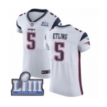 Men's Nike New England Patriots #5 Danny Etling White Vapor Untouchable Elite Player Super Bowl LIII Bound NFL Jersey