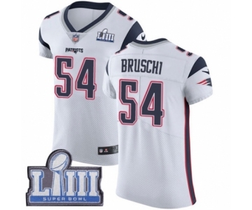 Men's Nike New England Patriots #54 Tedy Bruschi White Vapor Untouchable Elite Player Super Bowl LIII Bound NFL Jersey