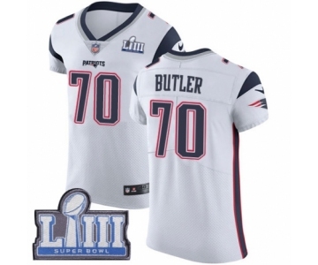 Men's Nike New England Patriots #70 Adam Butler White Vapor Untouchable Elite Player Super Bowl LIII Bound NFL Jersey