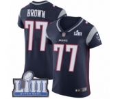 Men's Nike New England Patriots #77 Trent Brown Navy Blue Team Color Vapor Untouchable Elite Player Super Bowl LIII Bound NFL Jersey