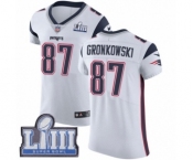 Men's Nike New England Patriots #87 Rob Gronkowski White Vapor Untouchable Elite Player Super Bowl LIII Bound NFL Jersey