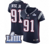 Men's Nike New England Patriots #91 Deatrich Wise Jr Navy Blue Team Color Vapor Untouchable Elite Player Super Bowl LIII Bound NFL Jersey