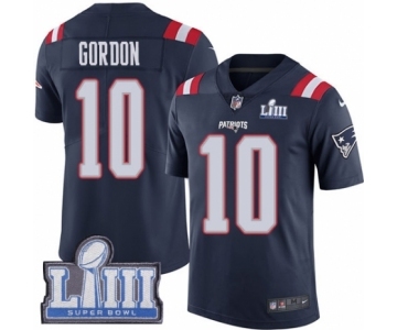 Men's Nike New England Patriots #10 Josh Gordon Limited Navy Blue Rush Vapor Untouchable Super Bowl LIII Bound NFL Jersey