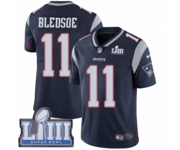 Men's Nike New England Patriots #11 Drew Bledsoe Navy Blue Team Color Vapor Untouchable Limited Player Super Bowl LIII Bound NFL Jersey