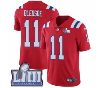 Men's Nike New England Patriots #11 Drew Bledsoe Red Alternate Vapor Untouchable Limited Player Super Bowl LIII Bound NFL Jersey