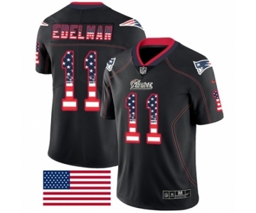 Men's Nike New England Patriots #11 Julian Edelman Limited Black Rush USA Flag NFL Jersey