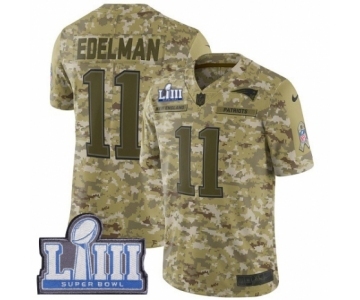 Men's Nike New England Patriots #11 Julian Edelman Limited Camo 2018 Salute to Service Super Bowl LIII Bound NFL Jersey