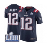 Men's Nike New England Patriots #12 Tom Brady Limited Navy Blue Rush Vapor Untouchable Super Bowl LIII Bound NFL Jersey